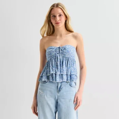 Arizona Womens Juniors Babydoll Top In Blue