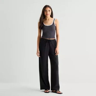 Arizona Womens Juniors Bootcut Low Rise Drawstring Pant In Black