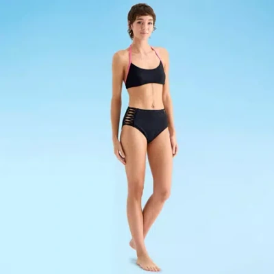 Arizona Womens Juniors Bralette Bikini Swimsuit Top In Black