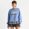 Arizona Womens Juniors Crew Neck Long Sleeve Sweatshirt In Blue