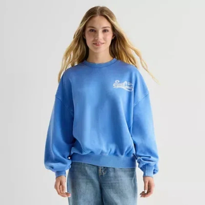 Arizona Womens Juniors Crew Neck Long Sleeve Sweatshirt In Blue