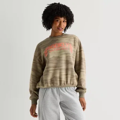 Arizona Womens Juniors Crew Neck Long Sleeve Sweatshirt In Green