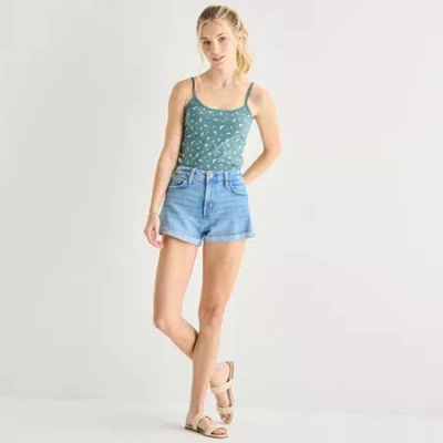 Arizona Womens Juniors Denim Short In Blue