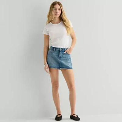Arizona Womens Juniors Denim Skirt In Multi