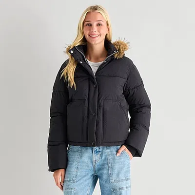 Arizona Womens Juniors Extra Weight Puffer Jacket In Multi