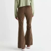 Arizona Womens Juniors Flare Low Rise Flat Front Pant In Brown