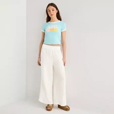 Arizona Womens Juniors Flare Pull-on Pant In White