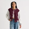 Arizona Womens Juniors Fleece Midweight Varsity Jacket In Red