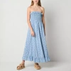 Arizona Womens Juniors Floral Maxi Dress In Blue
