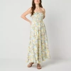 Arizona Womens Juniors Floral Maxi Dress In Yellow