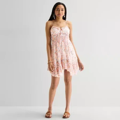 Arizona Womens Juniors Floral Sundress In Orange