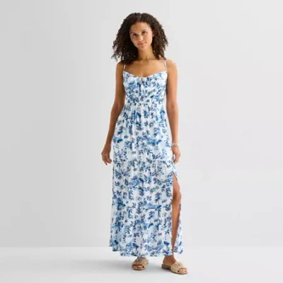 Arizona Womens Juniors Floral Sundress In Blue