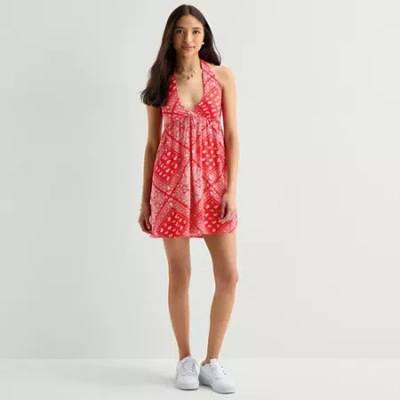 Arizona Womens Juniors Geometric Sundress In Red