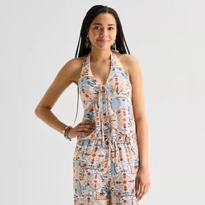 Arizona Womens Juniors Halter Neck Tank Top In Multi