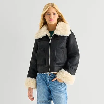 Arizona Womens Juniors Heavyweight Bomber Jacket In Black