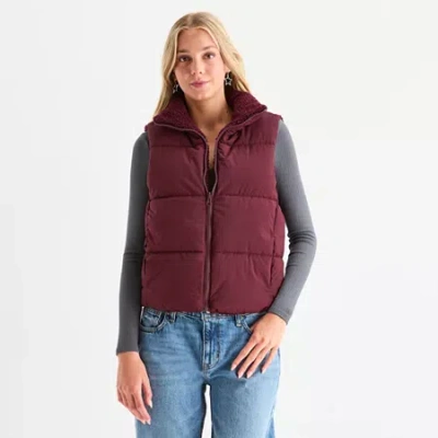 Arizona Womens Juniors Heavyweight Puffer Vest In Red