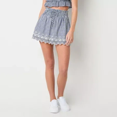 Arizona Womens Juniors High Rise Full Skirt In Blue