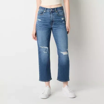 Arizona Womens Juniors Highest Rise Straight Leg Jean In Blue