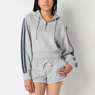 Arizona Womens Juniors Hooded Long Sleeve Sweatshirt In Gray