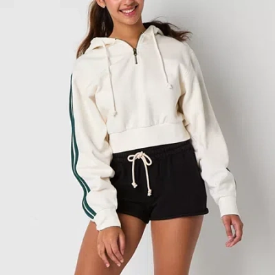 Arizona Womens Juniors Hooded Long Sleeve Sweatshirt In White