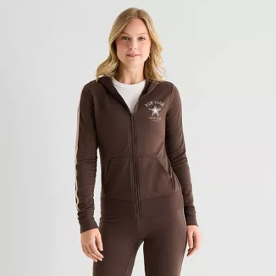 Arizona Womens Juniors Long Sleeve Sweatshirt In Brown