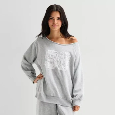Arizona Womens Juniors Long Sleeve Sweatshirt In Gray