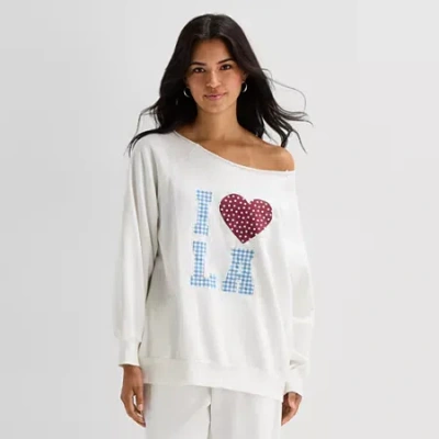 Arizona Womens Juniors Long Sleeve Sweatshirt In White
