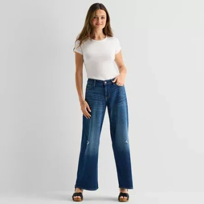 Arizona Womens Juniors Low Rise Baggy Fit Jean In Blue