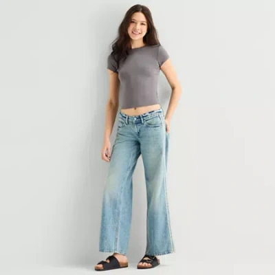 Arizona Womens Juniors Low Rise Baggy Fit Jean In Blue