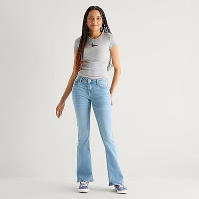 Arizona Womens Juniors Low Rise Bootcut Jean In Blue