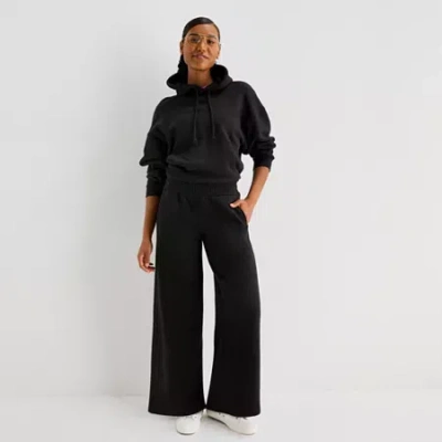 Arizona Womens Juniors Low Rise Fleece Sweatpant In Black