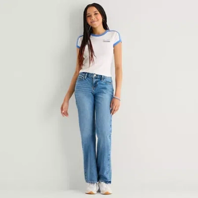 Arizona Womens Juniors Low Rise Straight Leg Jean In Blue