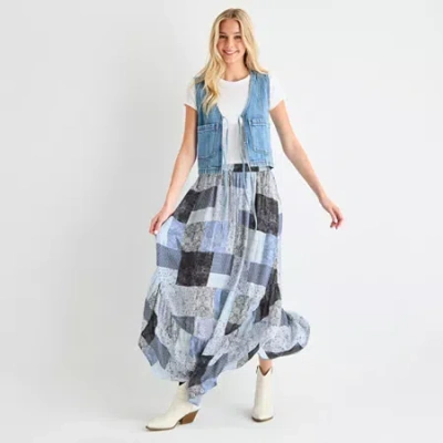 Arizona Womens Juniors Maxi Skirt In Blue