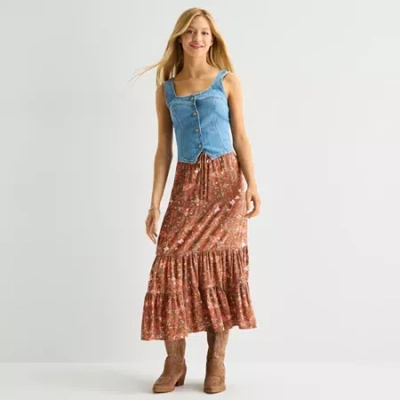 Arizona Womens Juniors Maxi Skirt In Brown