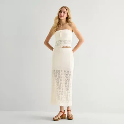Arizona Womens Juniors Maxi Skirt In White