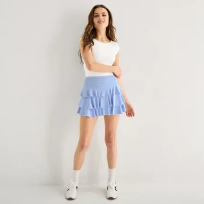 Arizona Womens Juniors Mid Rise Pleated Skirt In Blue