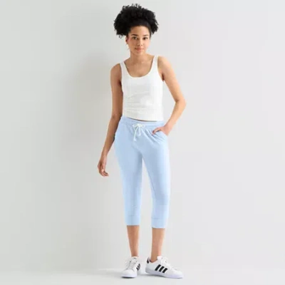 Arizona Womens Juniors Mid Rise Workout Capris In Blue