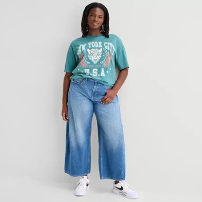 Arizona Womens Juniors Plus Baggy Fit Jean In Blue