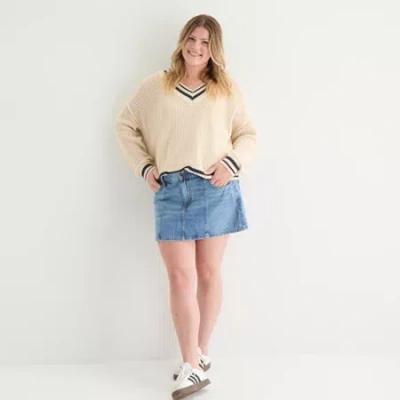 Arizona Womens Juniors Plus Denim Skirt In Blue