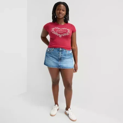 Arizona Womens Juniors Plus Denim Skirt In Blue