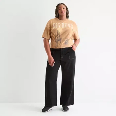 Arizona Womens Juniors Plus Highest Rise Straight Leg Jean In Black