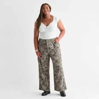 Arizona Womens Juniors Plus Highest Rise Straight Leg Jean In Brown