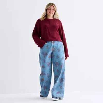 Arizona Womens Juniors Plus Low Rise Baggy Fit Jean In Blue