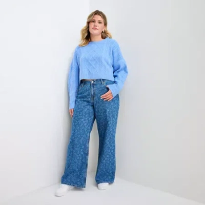 Arizona Womens Juniors Plus Low Rise Baggy Fit Jean In Blue