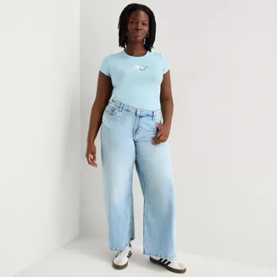 Arizona Womens Juniors Plus Low Rise Baggy Fit Jean In Blue