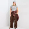 Arizona Womens Juniors Plus Low Rise Corduroy Pant In Brown