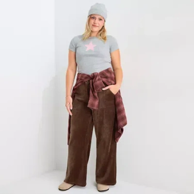 Arizona Womens Juniors Plus Low Rise Corduroy Pant In Brown