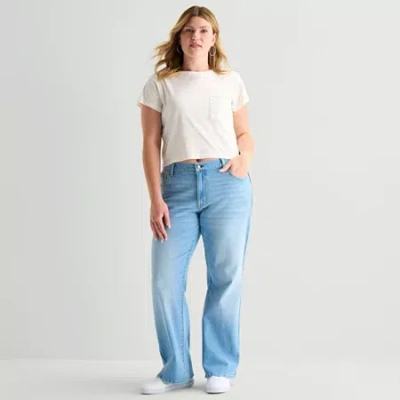 Arizona Womens Juniors Plus Straight Leg Jean In Blue
