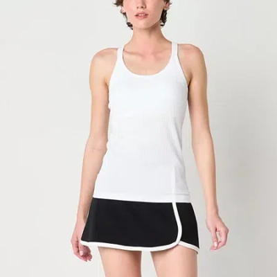 Arizona Womens Juniors Scoop Neck Sleeveless Active Tank Top In White