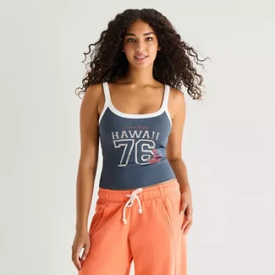 Arizona Womens Juniors Scoop Neck Sleeveless Tank Top In Blue